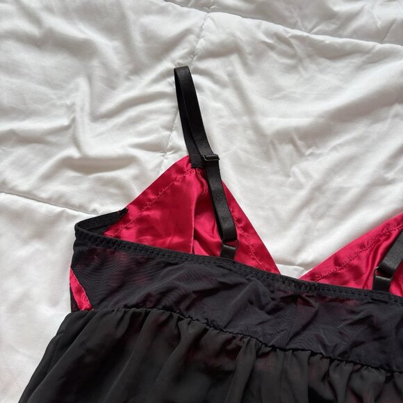 Womens Red Black Nightie Lingerie Babydoll Grunge Vampire Valentines 90s Sexy - Picture 6 of 6
